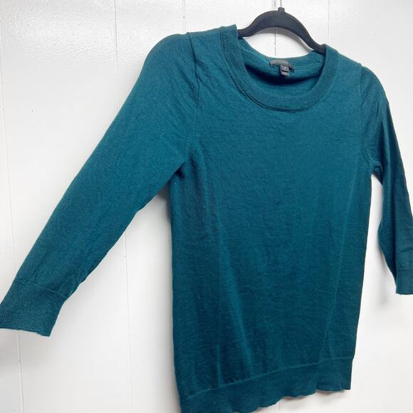 J. Crew 100% Merino Wool 3/4 Sleeve Women's Pullover Blue Sweater Size XS - Picture 5 of 12